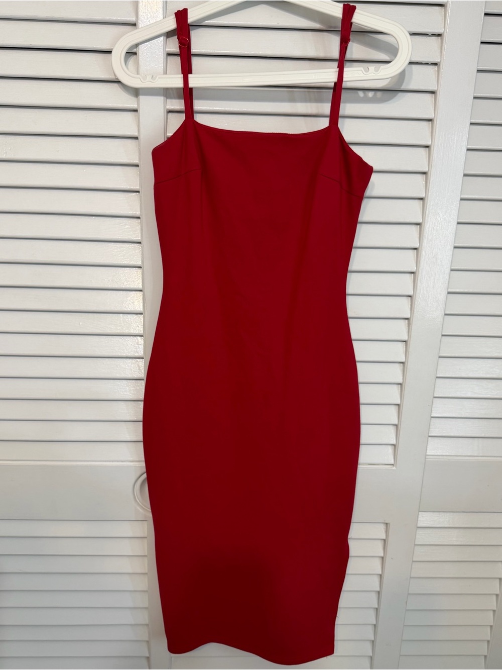 Lulu's Red Spaghetti-Strap Midi Bodycon Dress